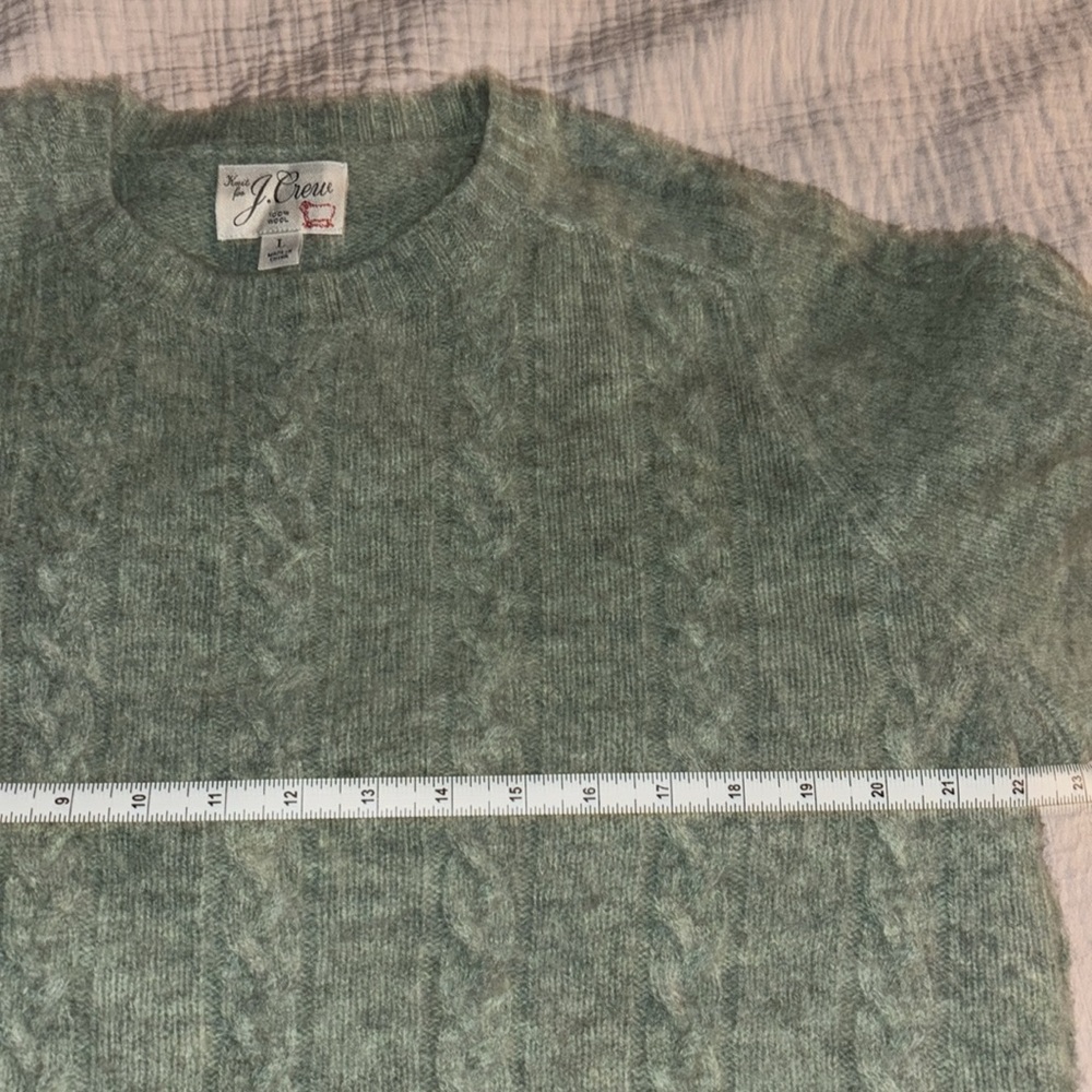 J. Crew wool Green Crewneck Sweater Textured Knit - Picture 6 of 8